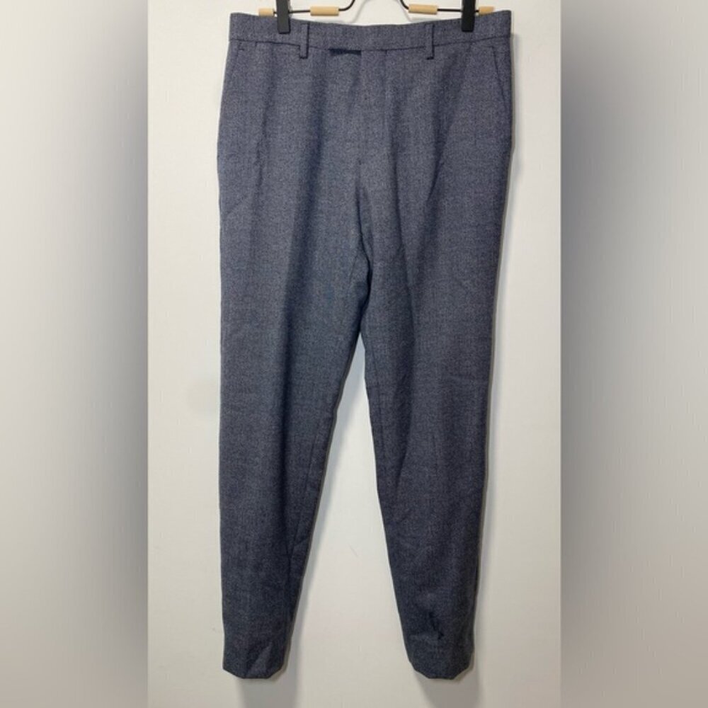 Reiss 100% Wool Check Morrow Trousers Indigo Women’s Waist 32 Short - Picture 4 of 8